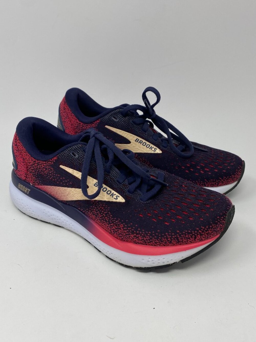 Brooks Ghost 16 Running Shoes Womens 6.5 Medium (B) Peacoat Raspberry Blue Pink